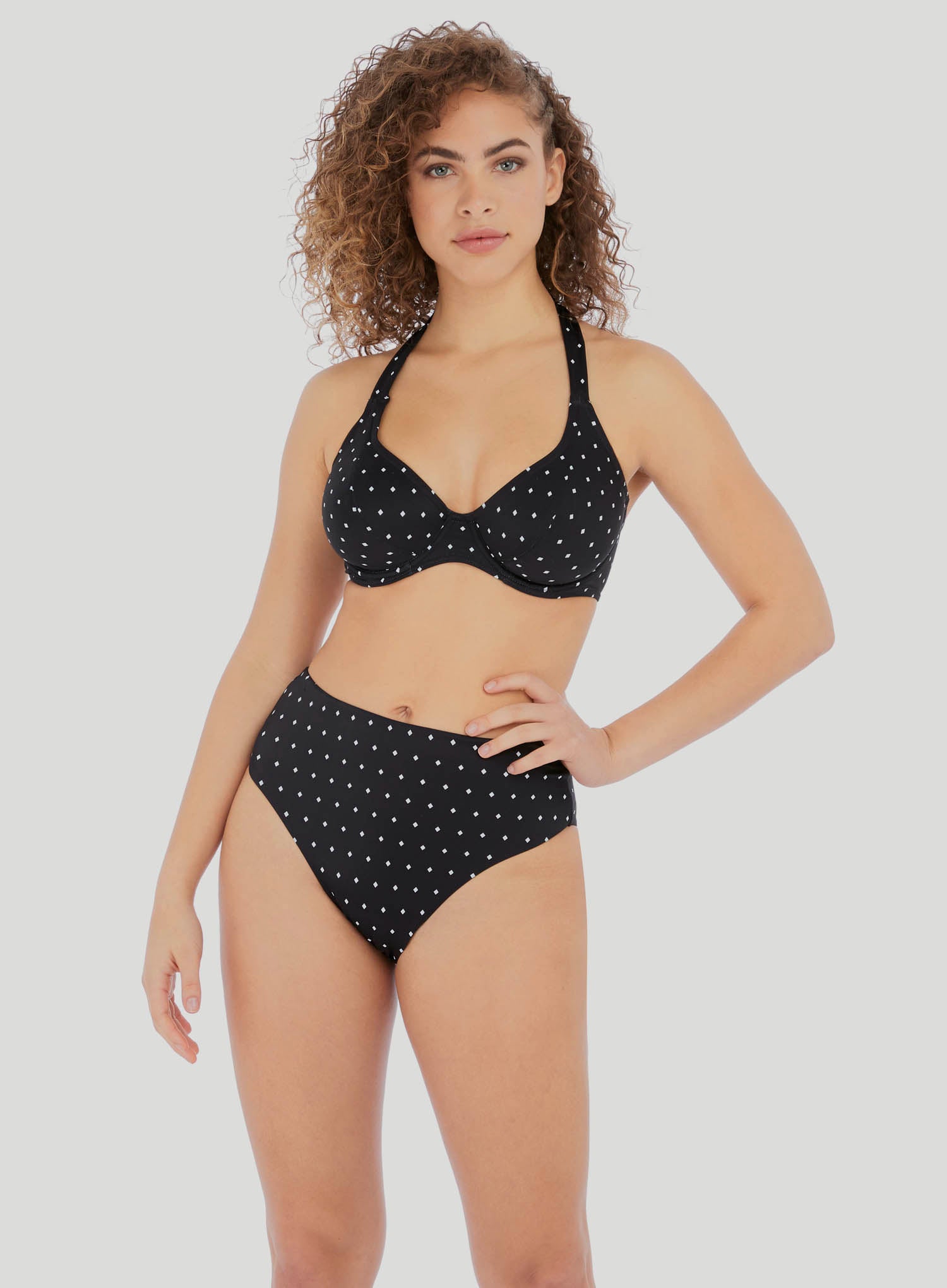 Freya Swimwear: Jewel Cove Underwired Halter Bikini Top Black Diamond –  DeBra's