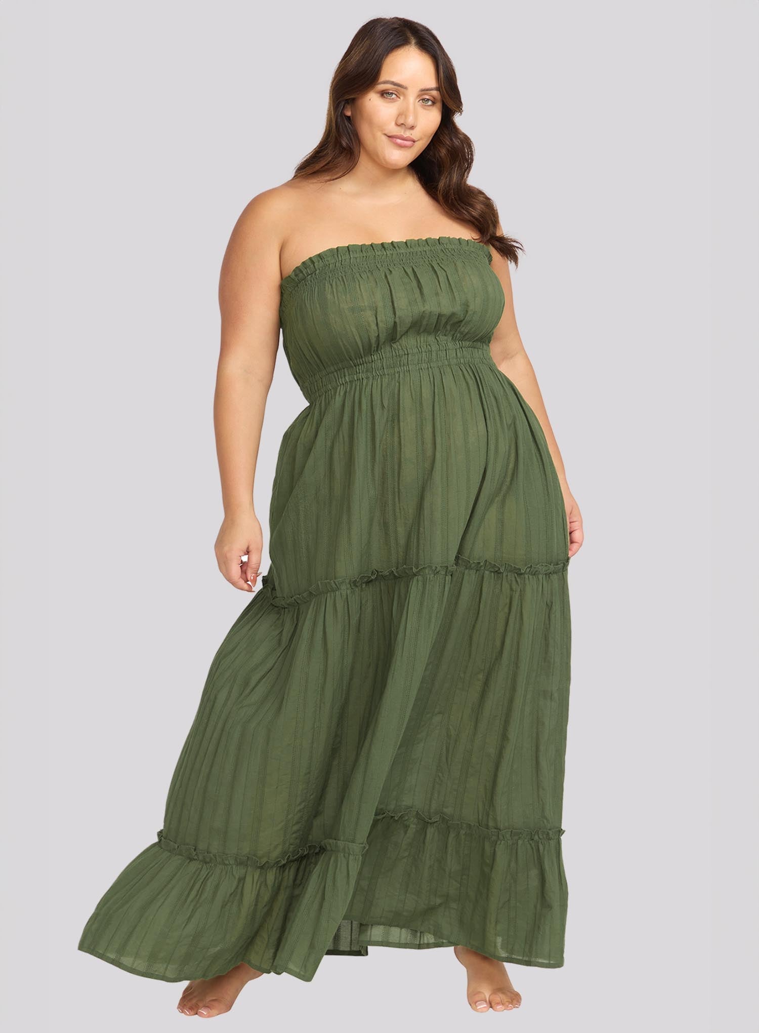 Artesands Resort Wear Handel Bandeau Long Maxi Dress Olive DeBra s