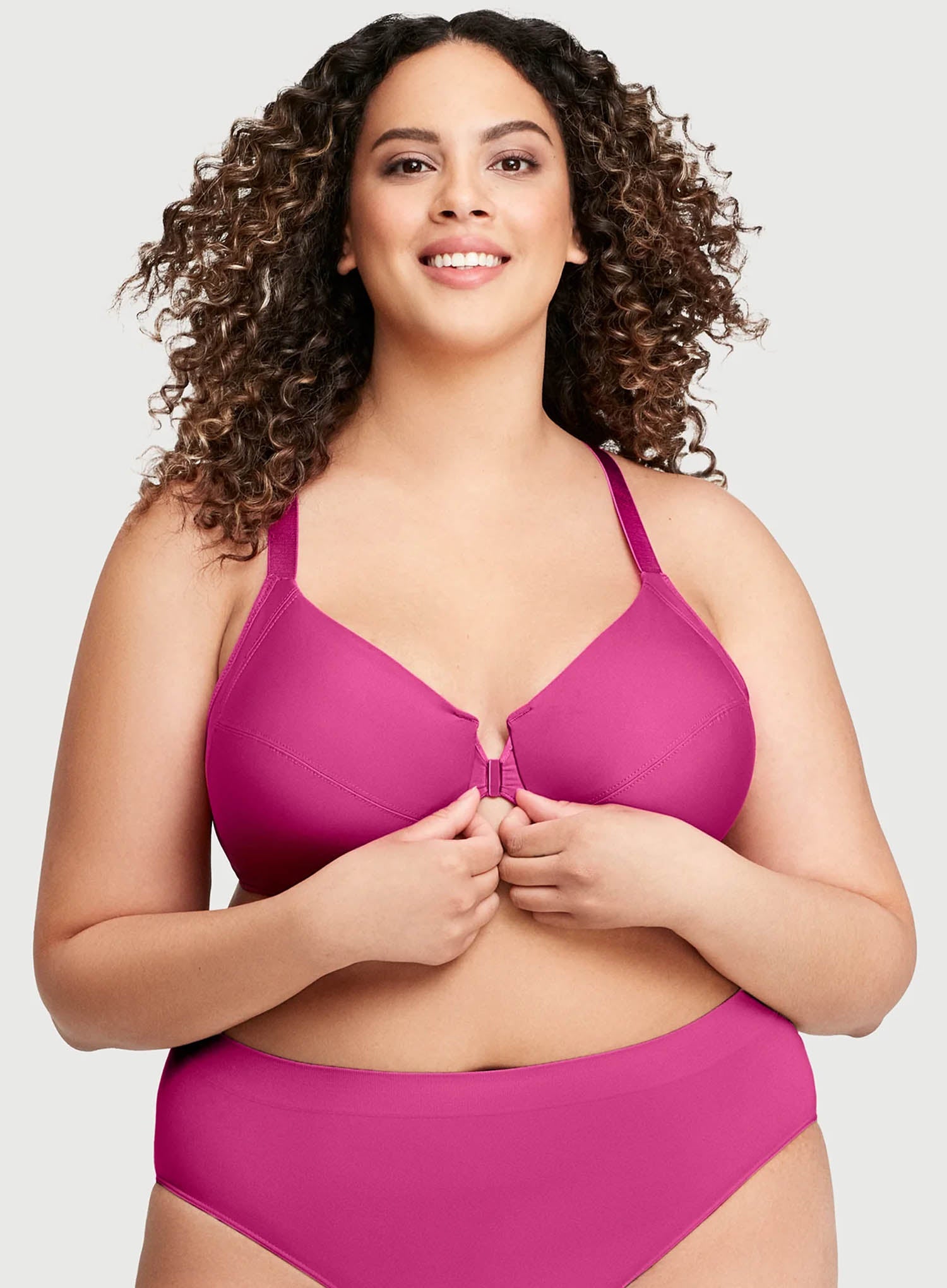 Glamorise: Wonderwire Front Close Smoothing Bra Berry – DeBra's