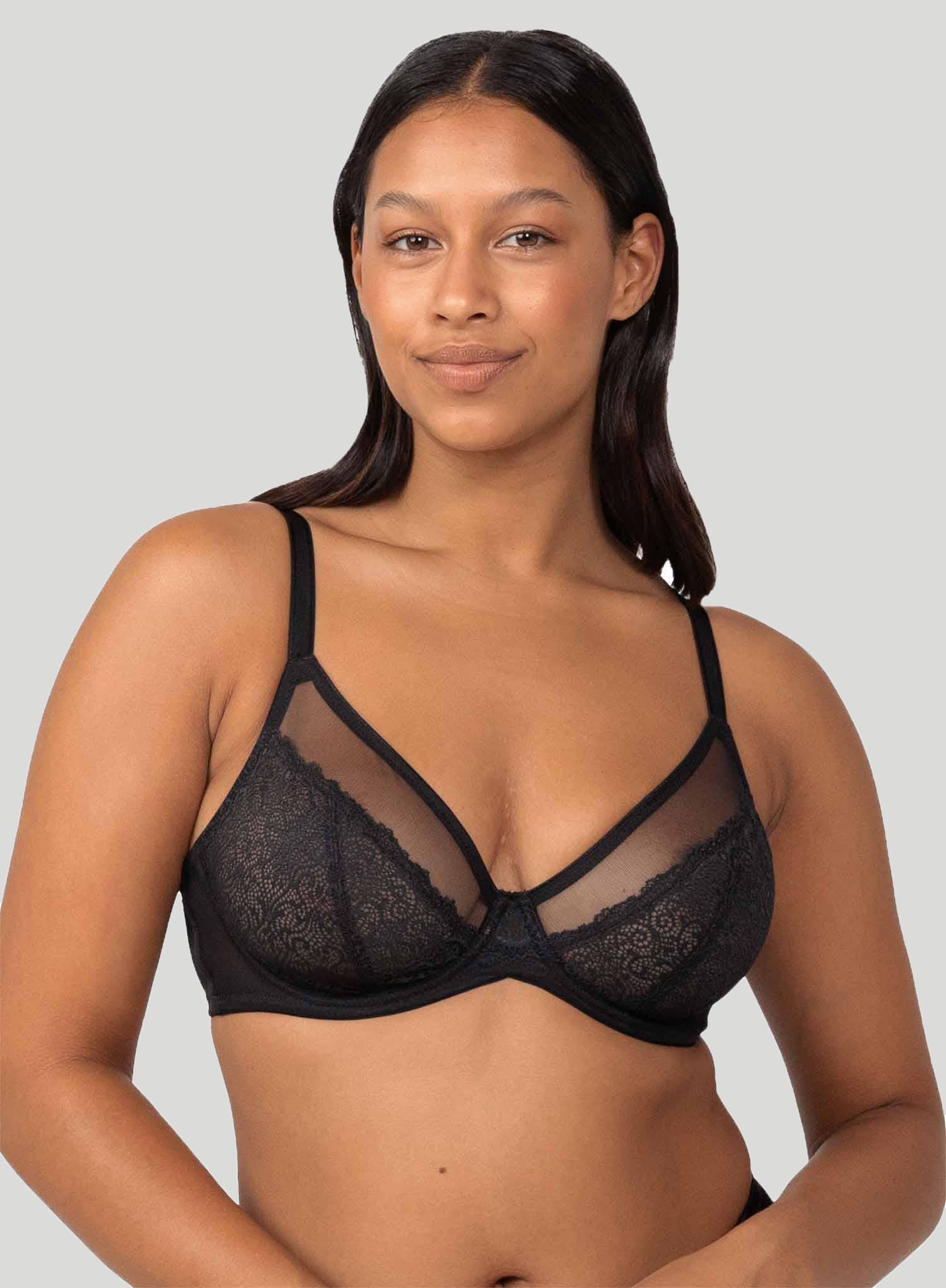 Sheer Lace Full Support Bra Minimiser Plus Size Comfort Full Cup