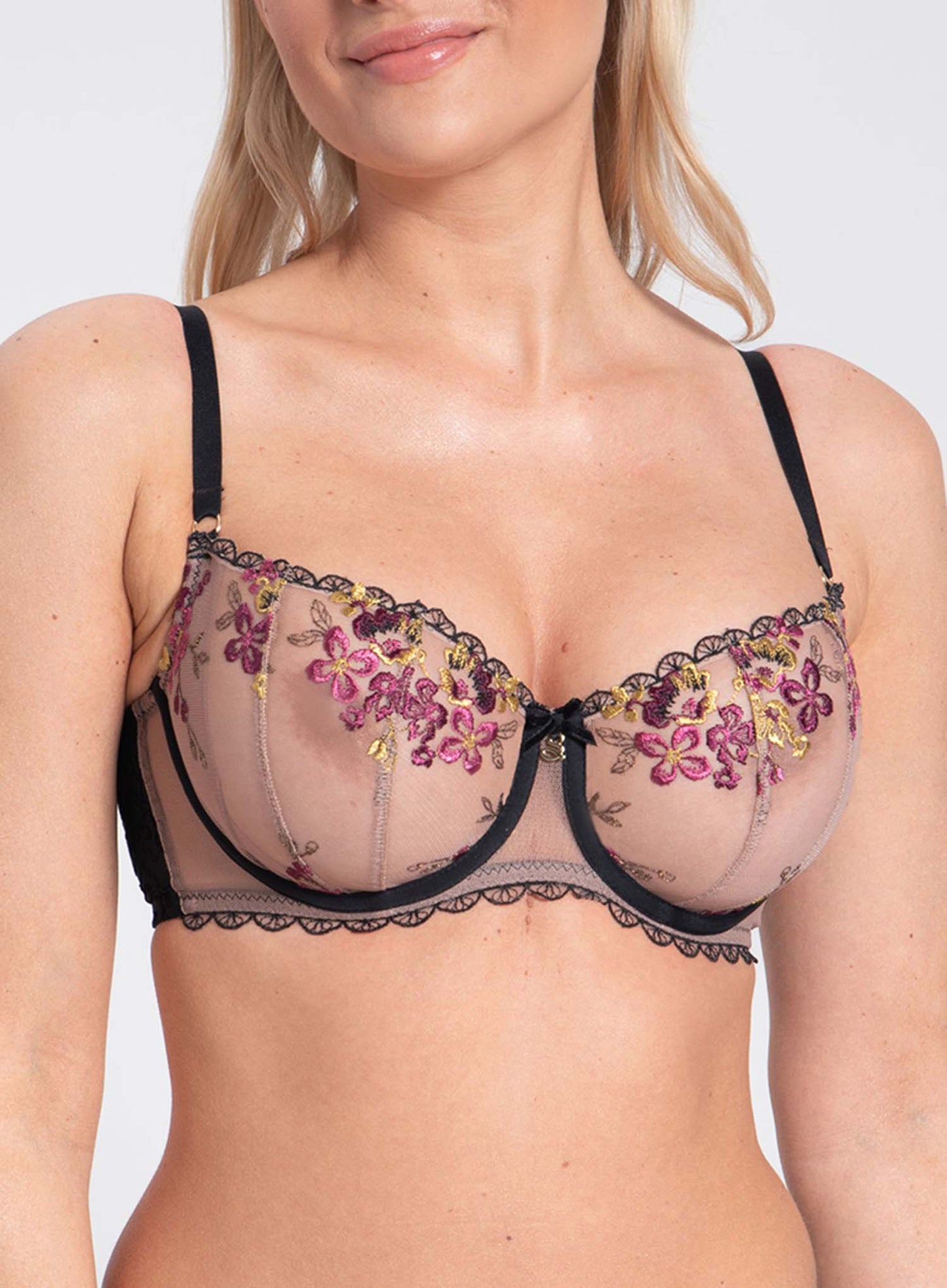 Samanta Lingerie: Ramona Soft Half Cup Bra Black Pink