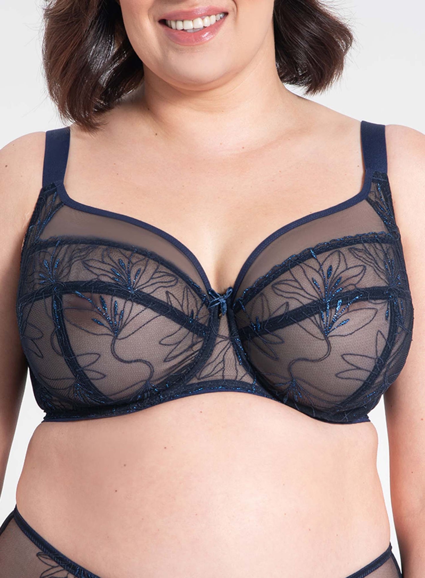 Samanta Lingerie: Harriet Full Cup Side Support Bra Navy Blue