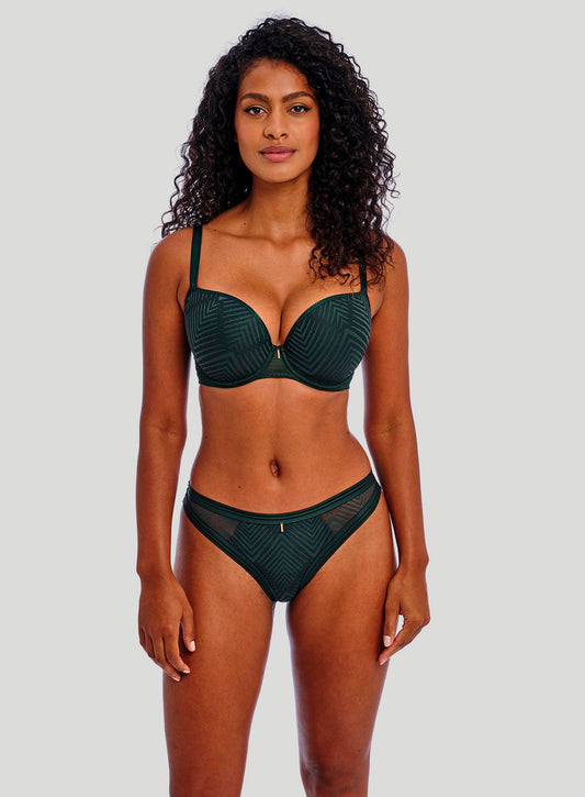 Freya: Tailored Smooth Moulded Plunge Underwired Bra Deep Emerald