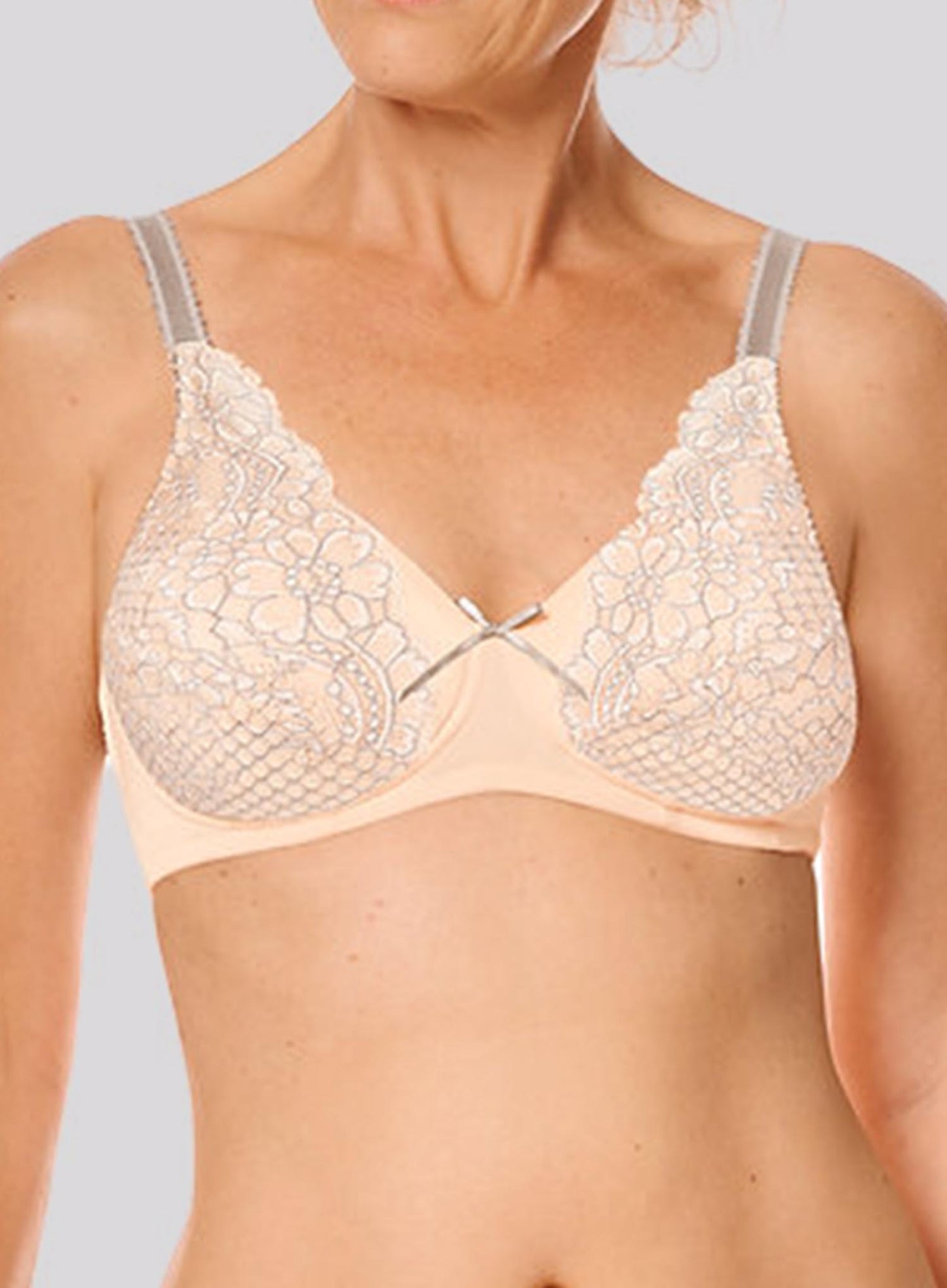 Amoena: Alina Soft Padded High Apex Soft Mastectomy Bra Light Rose Grey