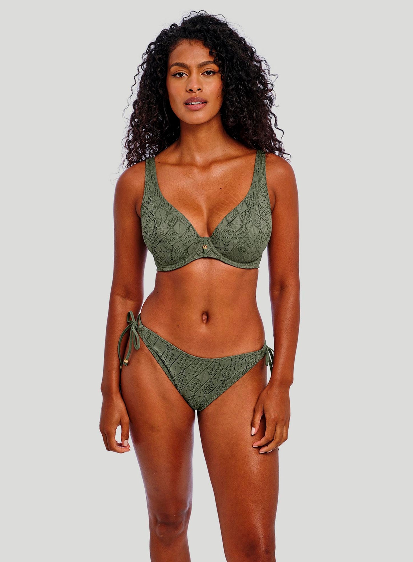 Freya Swimwear: Nomad Nights Underwired High Apex Bikini Top Sage