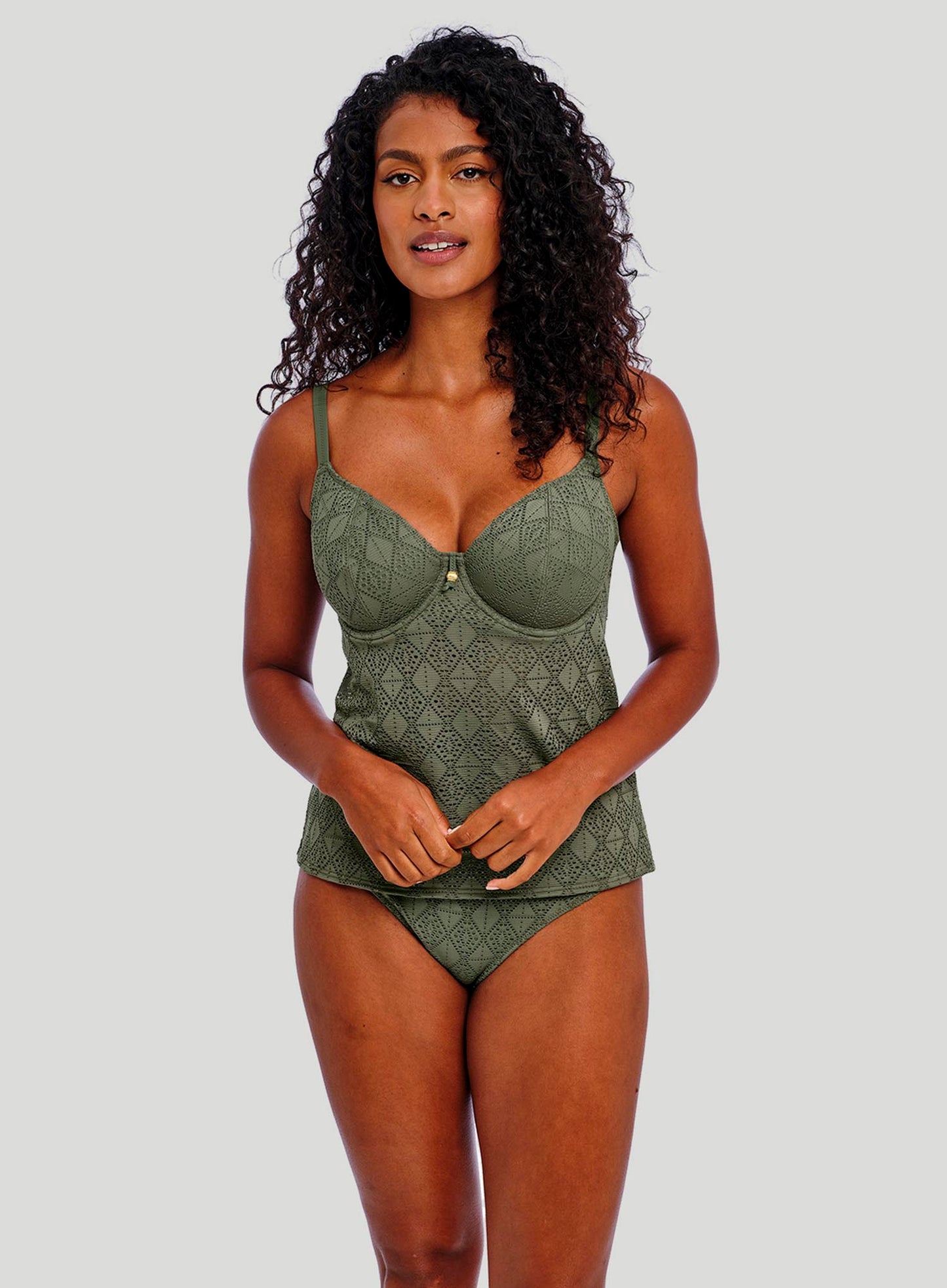 Freya Swimwear: Nomad Nights Underwired Plunge Tankini Top Sage