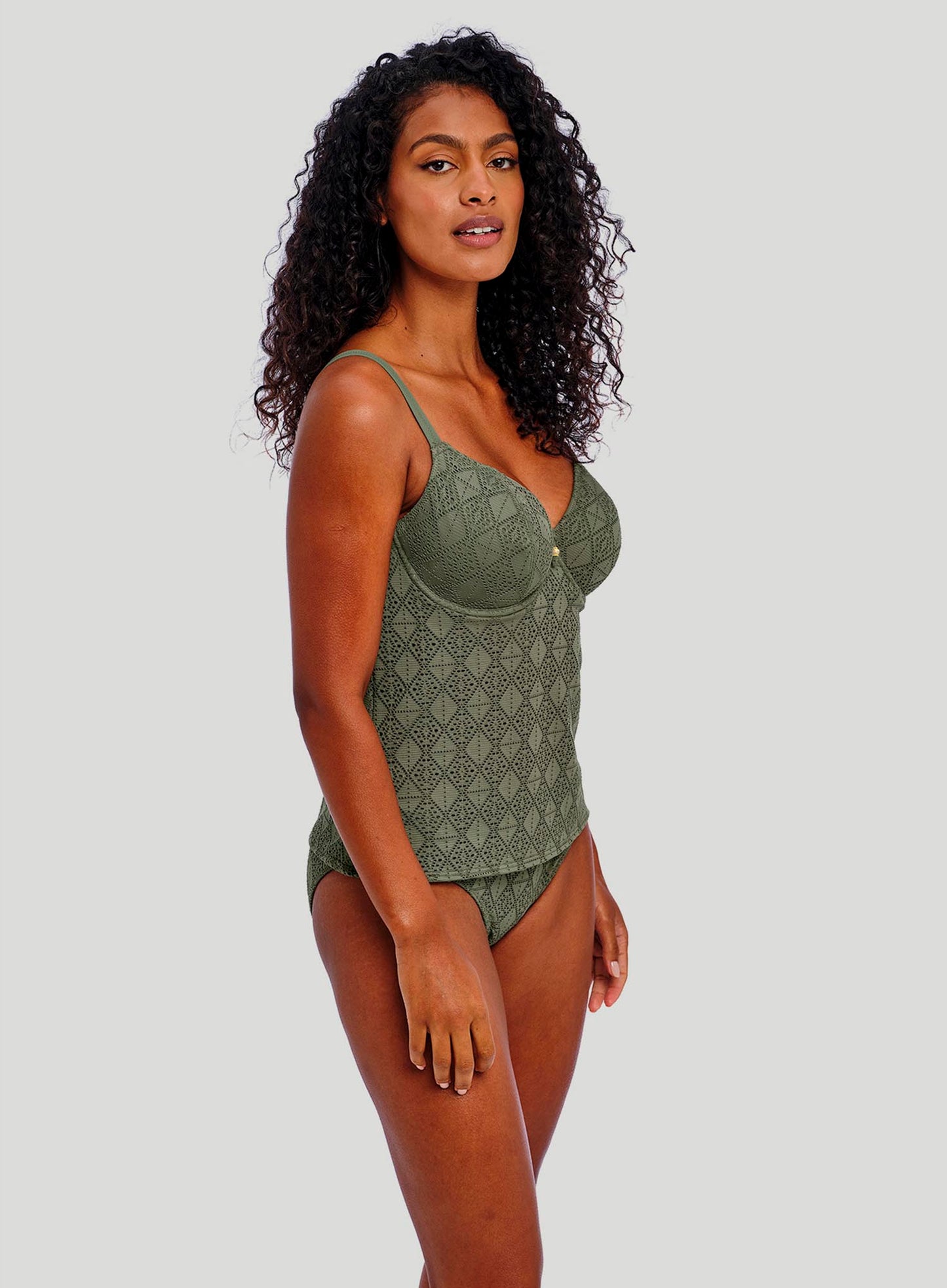 Freya Swimwear: Nomad Nights Underwired Plunge Tankini Top Sage