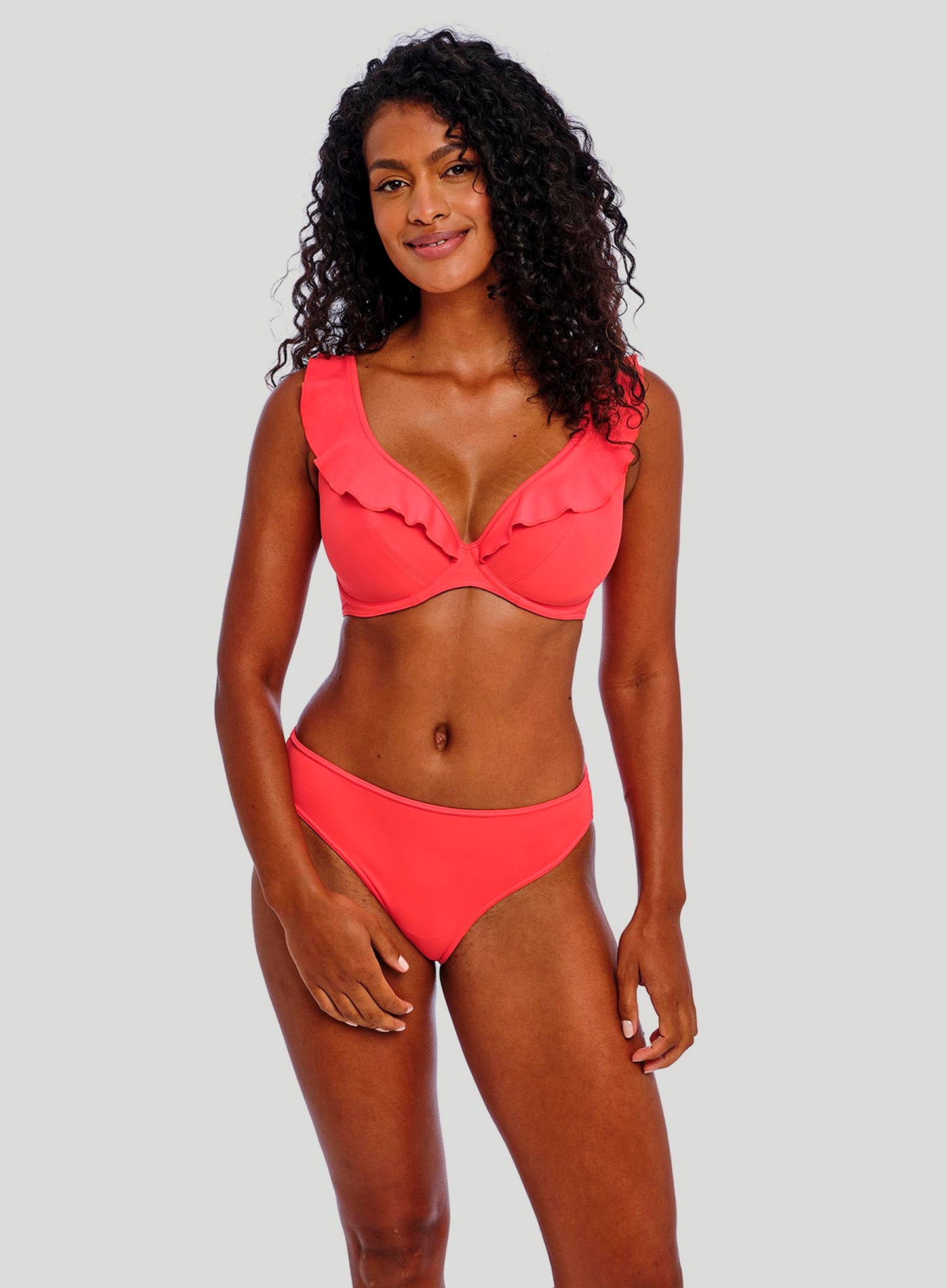 Freya Swimwear: Jewel Cove Underwired High Apex Bikini top With J Hook Plain Sunset