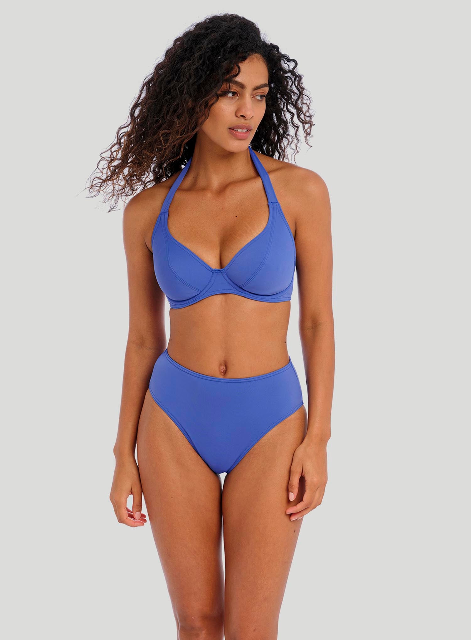 Freya Swimwear Jewel Cove Underwired Halter Bikini Top Plain Azure Debras 3852