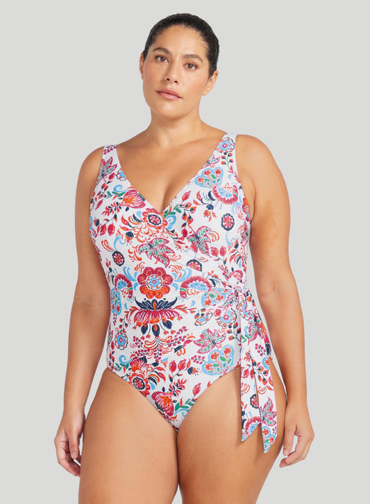 Artesands: Loquacious Hayes Underwire One Piece White Print