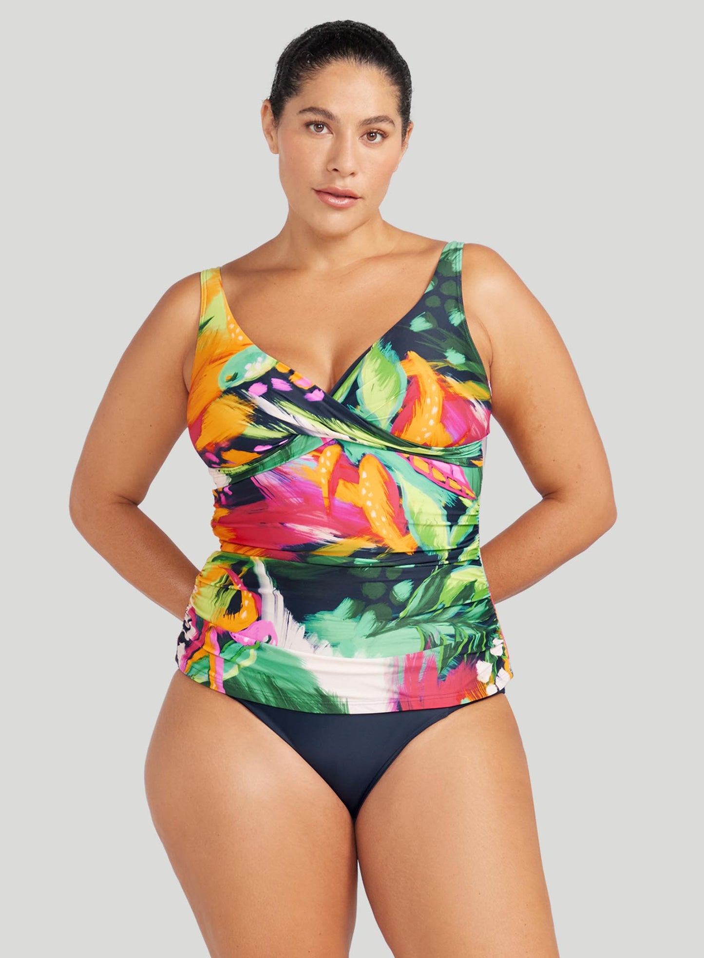 Artesands: Chelona Delacroix Cross Front Tankini Top Navy Turtle