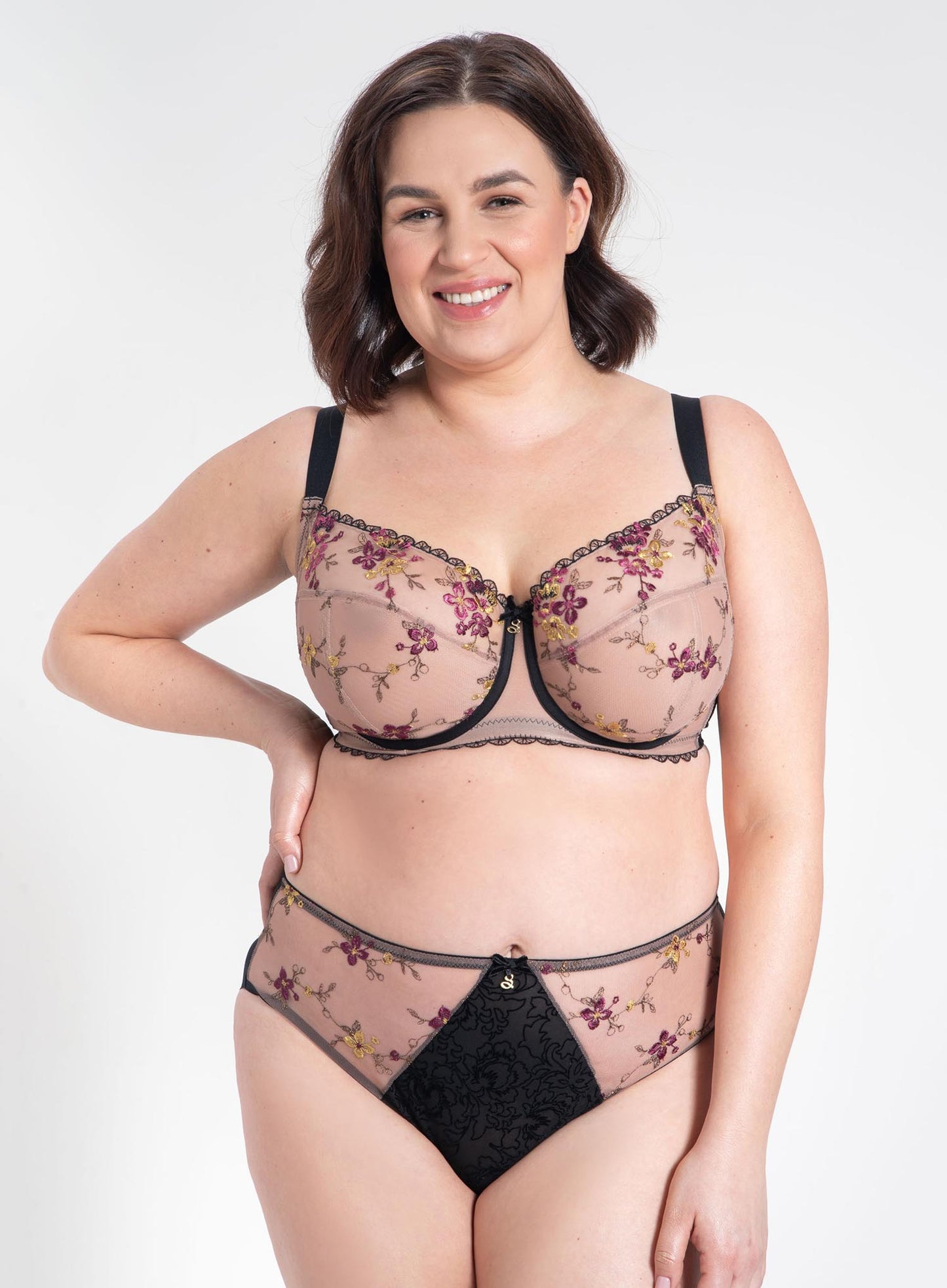 Samanta Lingerie: Ramona Midi Brief Black Pink