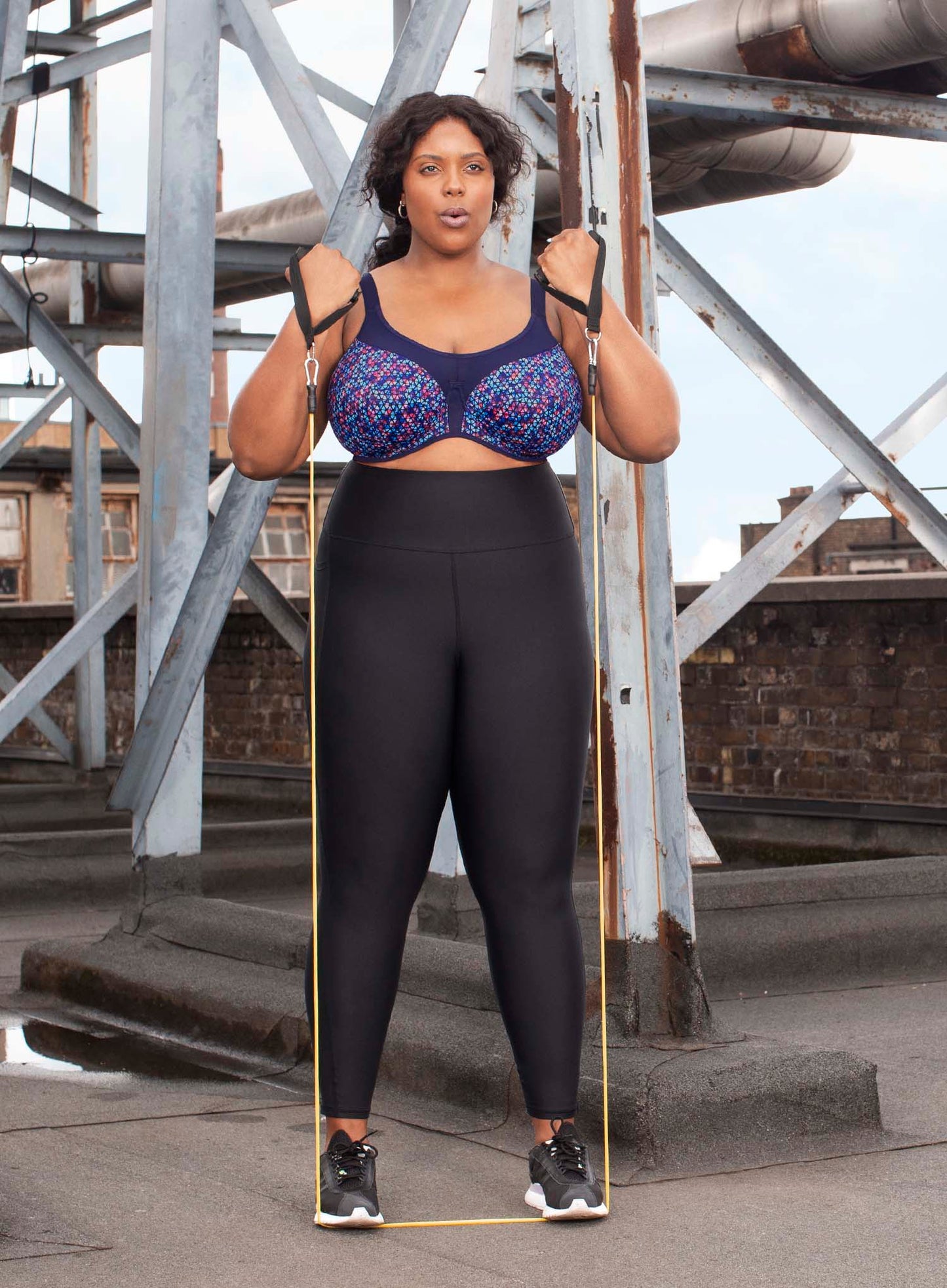 Elomi: Energise Sports Bra With J Hook Navy Geo