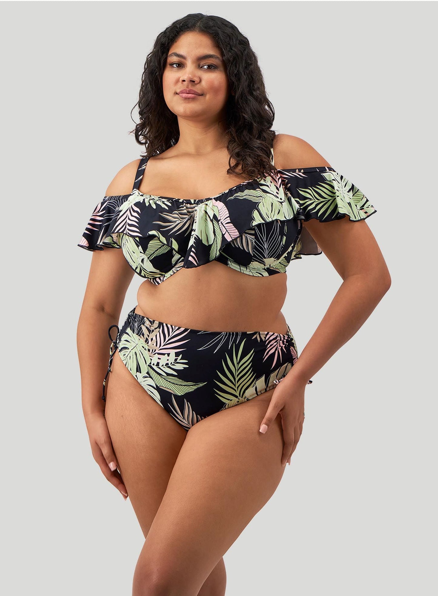 Elomi Swim: Tropical Retreat Underwired Ruffle Bikini Top Black