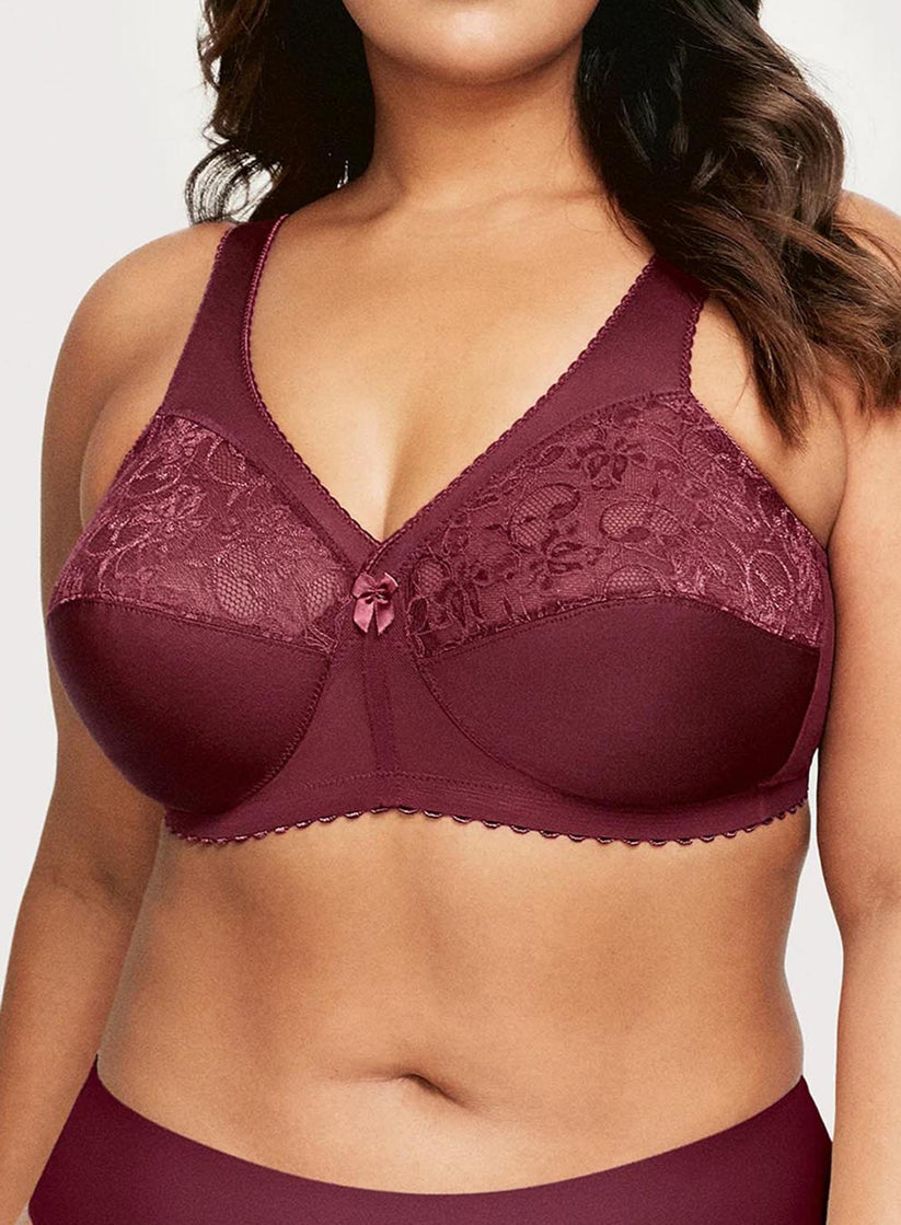 Glamorise Magic Lift Full Figure Support Bra Burgundy Debras