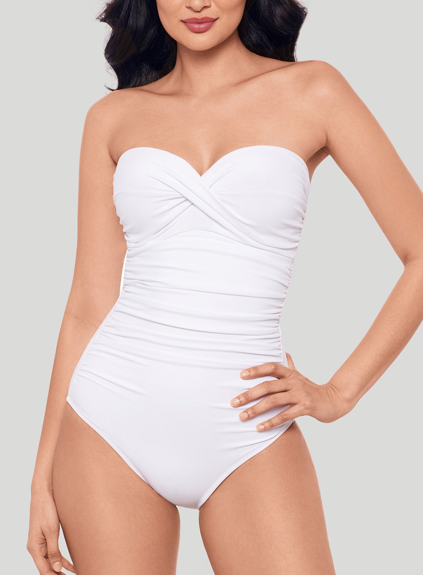 Miraclesuit Swimwear: Rock Solid Madrid Underwired Strapless Shaping Swimsuit White