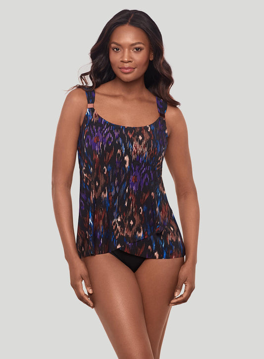 Miraclesuit Swimwear: Tapiz Dazzle Underwired Tankini Top Black Multi