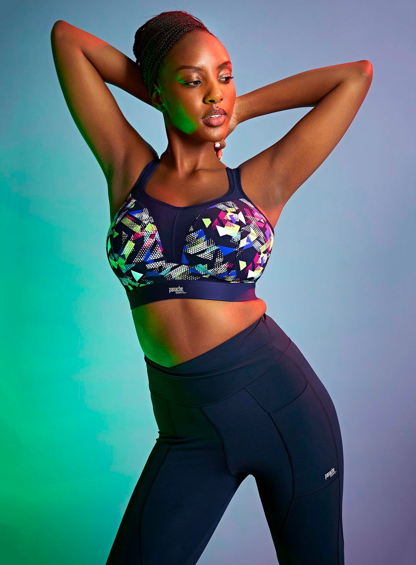 Panache Sport: Boundless Moulded Non Wired Sports Bra With Band Graphic Print