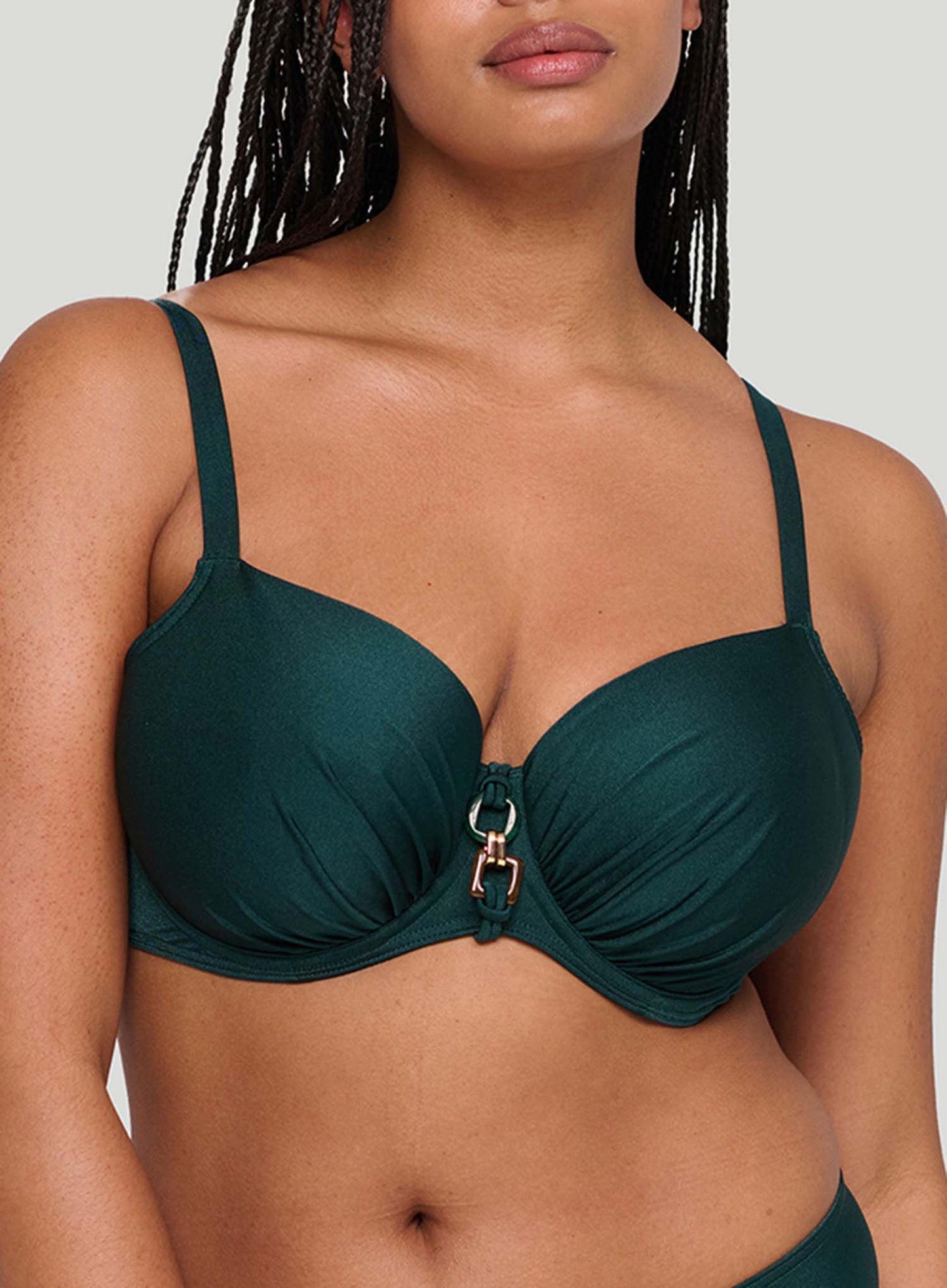 PrimaDonna Swimwear: Mangalore Underwired Padded Balcony Bikini Top Jewel Green