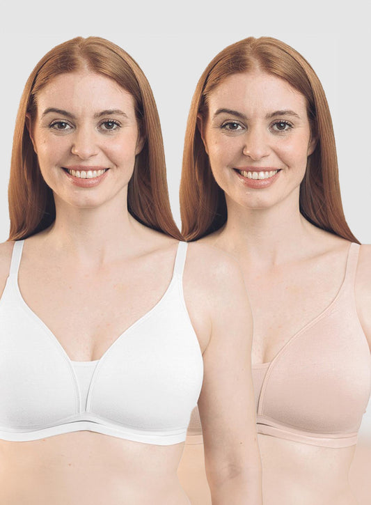 Royce Lingerie: Posie Racerback Wirefree T Shirt Style Teen Bra Twin Pack Blush & Ivory