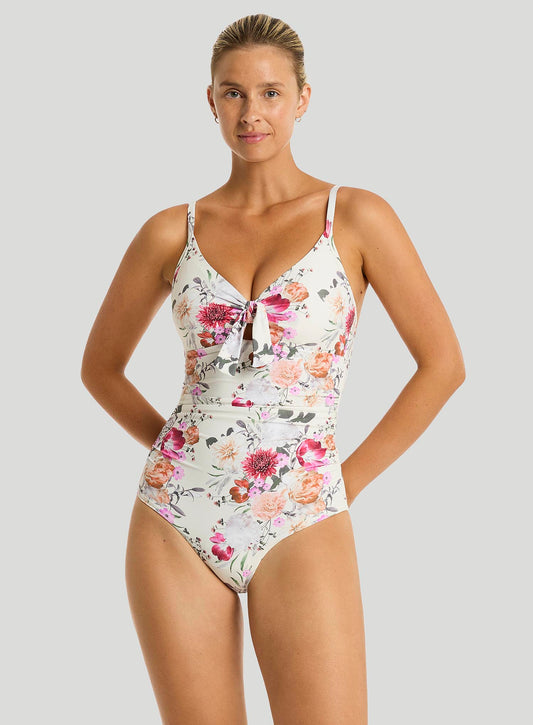 Sea Level: Belle Tie Front DD E Cup One Piece Coconut Print