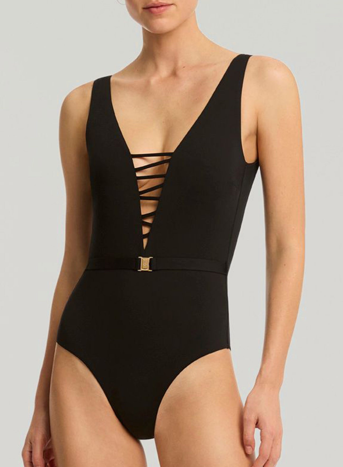 Sea Level: Lattice Plunge One Piece Black