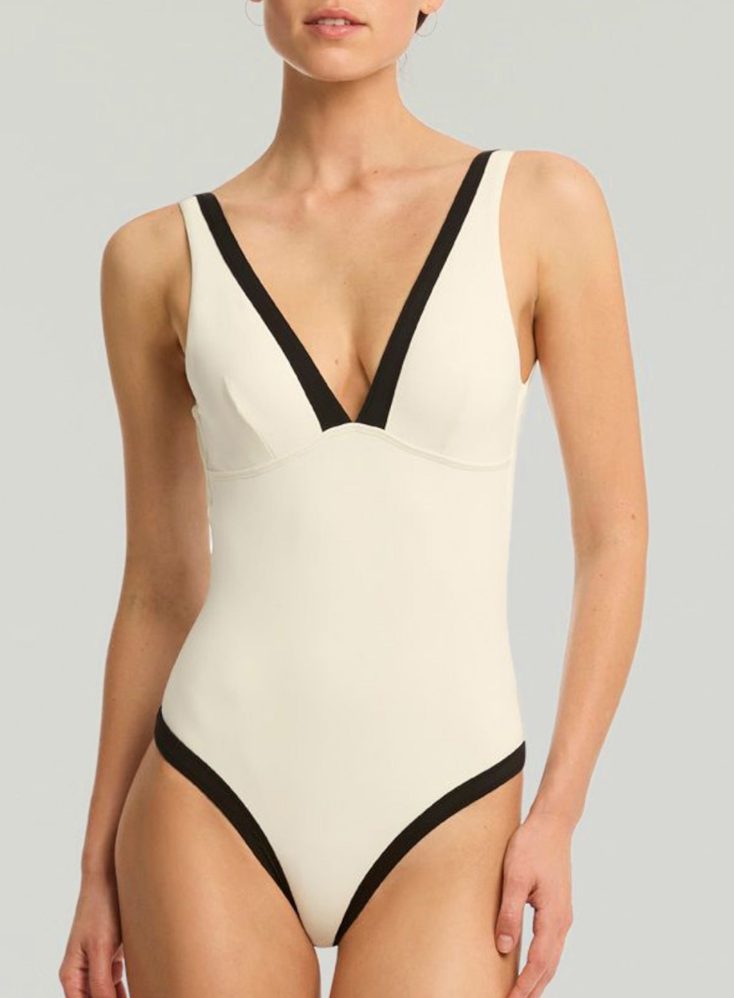 Sea Level: Border Plunge One Piece Cocounut