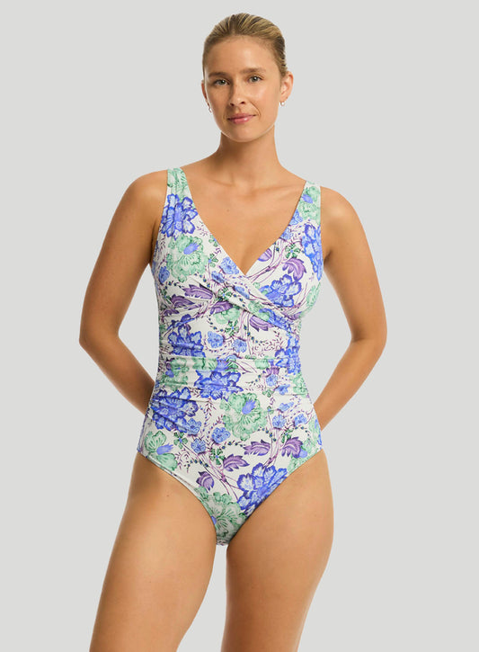 Sea Level: Malay Cross Front Multifit One Piece Blue