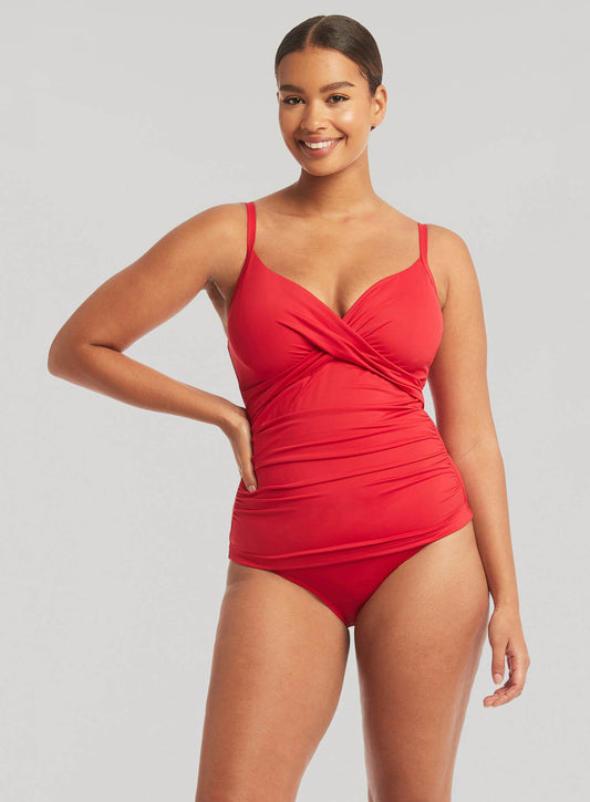 Sea Level: Eco Essentials Twist Front Swim Tankini Red