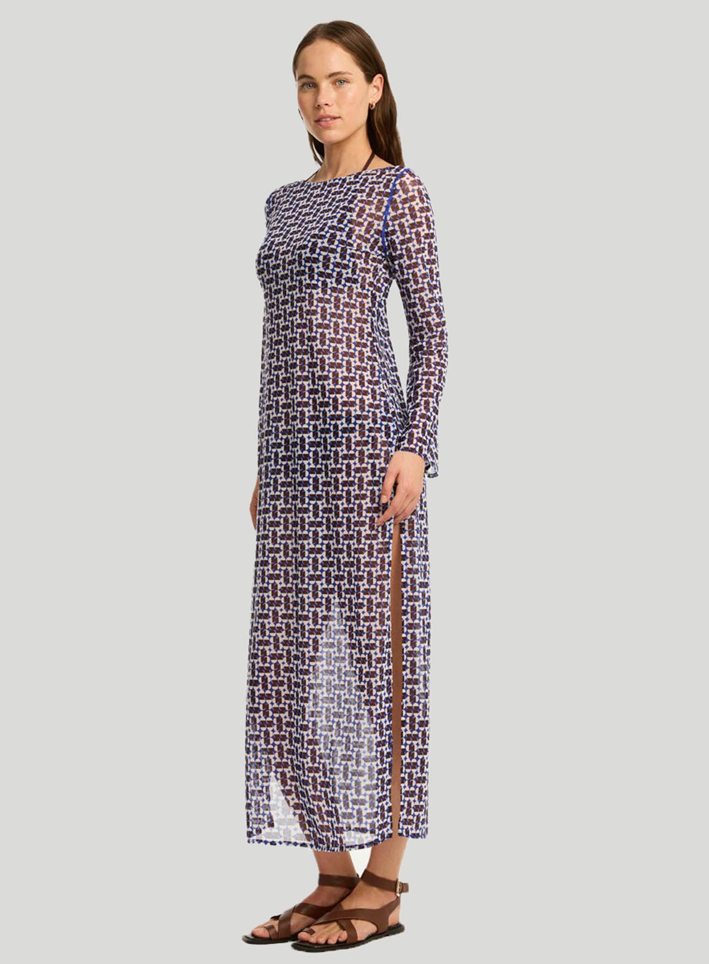 Sea Level: Coast Mesh Long Dress Cobalt