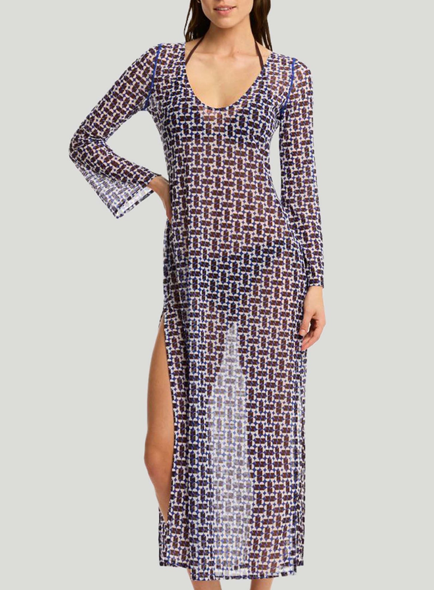 Sea Level: Coast Mesh Long Dress Cobalt