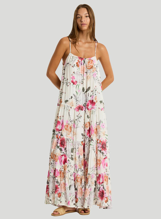 Sea Level: Belle Tiered Maxi Sundress Coconut Print