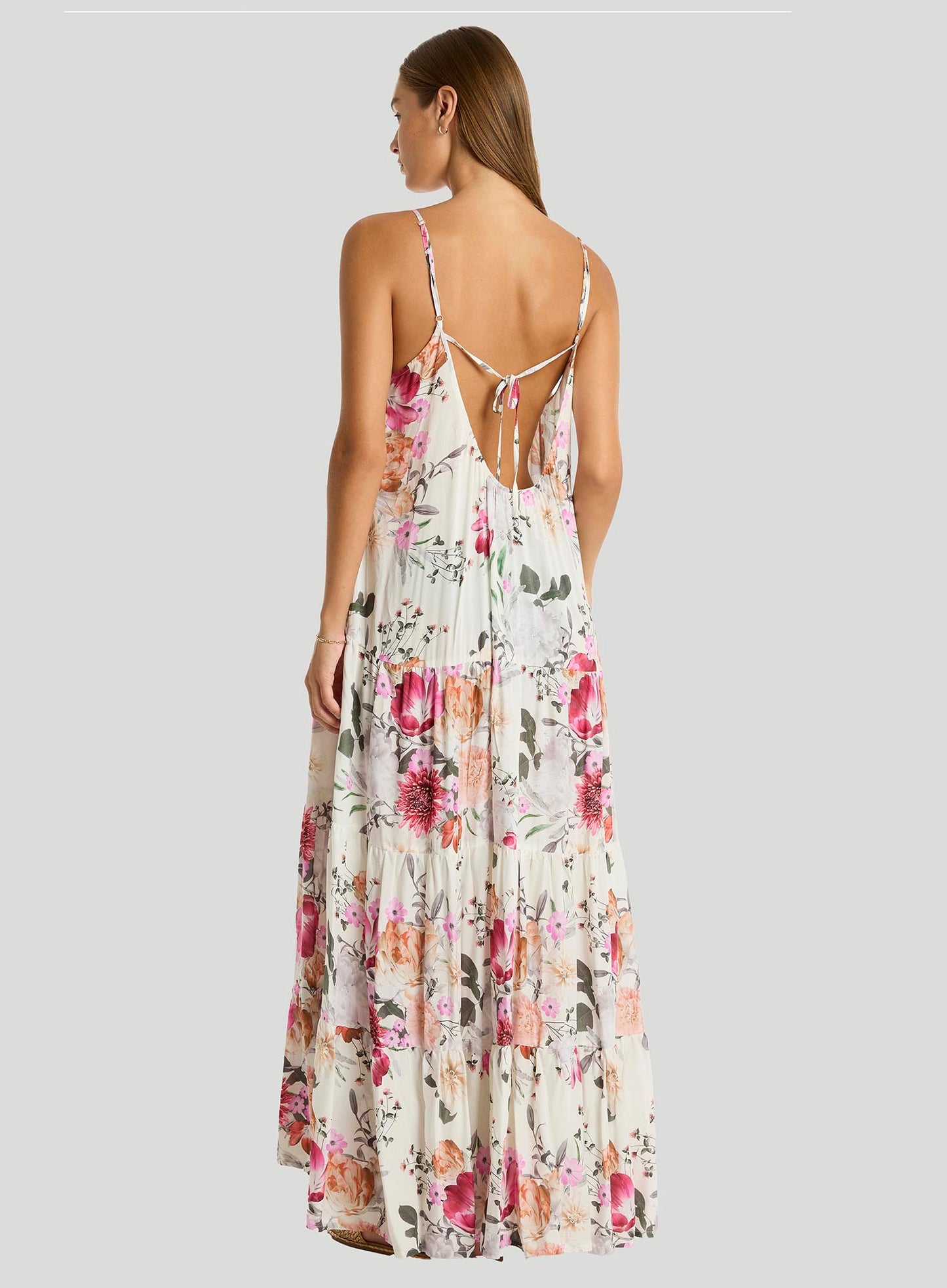 Sea Level: Belle Tiered Maxi Sundress Coconut Print