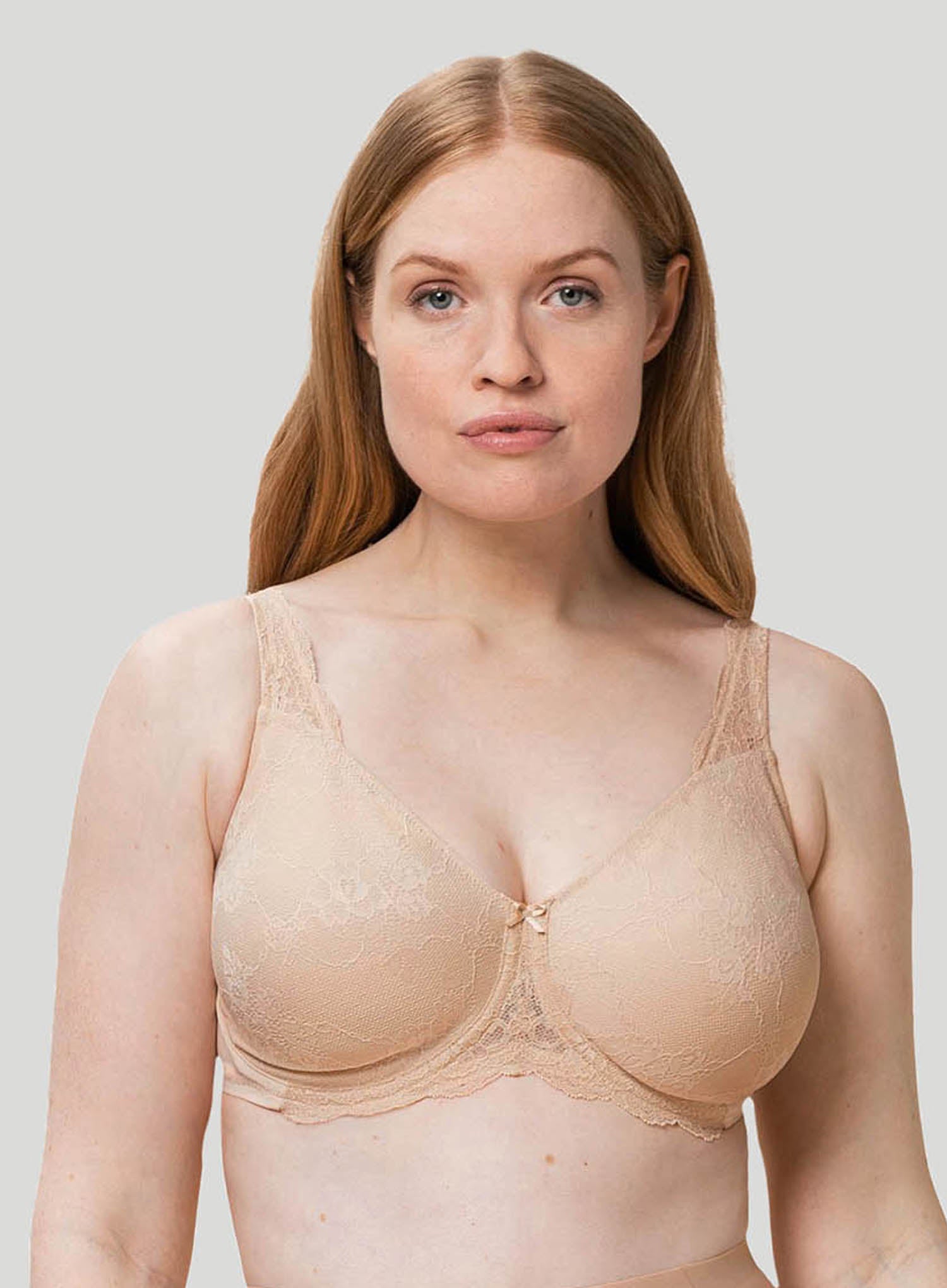 Sheer Minimiser Wired Lace Bra - Nude Pink, Sizes 10D-16F, Triumph
